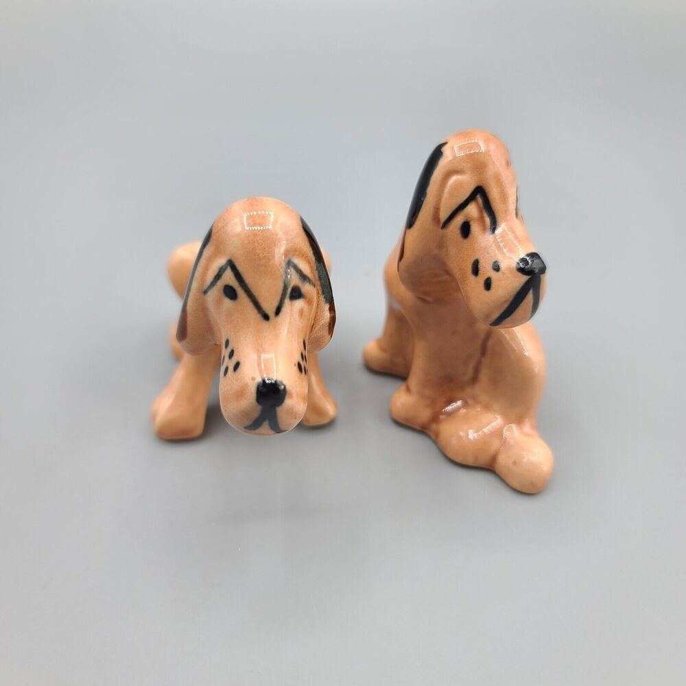 Grindley Seated Basset Hound Figurines Vintage Set Of 2